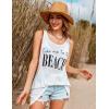 Ekouaer Women’s Sleeveless Swimwear Coverups T-Shirt Beach Dress Tank Bikini Cover Up with Print(A-white)