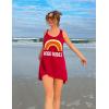 Ekouaer Women’s Sleeveless Swimwear Coverups T-Shirt Beach Dress Tank Bikini Cover Up with Print(A-wind Red)