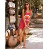 Ekouaer Women’s Sleeveless Swimwear Coverups T-Shirt Beach Dress Tank Bikini Cover Up with Print(A-wind Red)