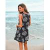 Ekouaer Women’s Sleeveless Swimwear Coverups T-Shirt Beach Dress Tank Bikini Cover Up with Print(Black)