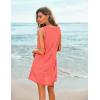 Ekouaer Women’s Sleeveless Swimwear Coverups T-Shirt Beach Dress Tank Bikini Cover Up with Print(B-orange-pink)