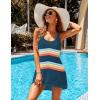 Ekouaer Women’s Sleeveless Swimwear Coverups T-Shirt Beach Dress Tank Bikini Cover Up with Print(B-stripe)