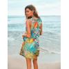 Ekouaer Women’s Sleeveless Swimwear Coverups T-Shirt Beach Dress Tank Bikini Cover Up with Print(Colorful Leaves)