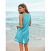 Ekouaer Women’s Sleeveless Swimwear Coverups T-Shirt Beach Dress Tank Bikini Cover Up with Print(Nile Blue)