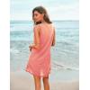 Ekouaer Women’s Sleeveless Swimwear Coverups T-Shirt Beach Dress Tank Bikini Cover Up with Print(Orange Pink)