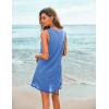 Ekouaer Women’s Sleeveless Swimwear Coverups T-Shirt Beach Dress Tank Bikini Cover Up with Print(Pure Blue)