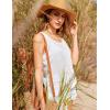 Ekouaer Women’s Sleeveless Swimwear Coverups T-Shirt Beach Dress Tank Bikini Cover Up with Print(White)
