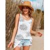Ekouaer Women’s Sleeveless Swimwear Coverups T-Shirt Beach Dress Tank Bikini Cover Up with Print(White Flower)