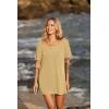 Ekouaer Women’s Swimsuit Beach Cover Up Short Sleeve Cover Ups for Swimwear Bathing Suit Coverups S-XXXL(Apricot)