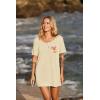 Ekouaer Women’s Swimsuit Beach Cover Up Short Sleeve Cover Ups for Swimwear Bathing Suit Coverups S-XXXL(Beige Beach)