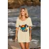 Ekouaer Women’s Swimsuit Beach Cover Up Short Sleeve Cover Ups for Swimwear Bathing Suit Coverups S-XXXL(Beige Sunset)