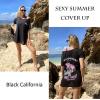 Ekouaer Women’s Swimsuit Beach Cover Up Short Sleeve Cover Ups for Swimwear Bathing Suit Coverups S-XXXL(Black California)