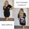 Ekouaer Women’s Swimsuit Beach Cover Up Short Sleeve Cover Ups for Swimwear Bathing Suit Coverups S-XXXL(Black California)