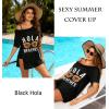 Ekouaer Women’s Swimsuit Beach Cover Up Short Sleeve Cover Ups for Swimwear Bathing Suit Coverups S-XXXL(Black Hola)