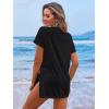 Ekouaer Women’s Swimsuit Beach Cover Up Short Sleeve Cover Ups for Swimwear Bathing Suit Coverups S-XXXL(Black Tropical & Letter)