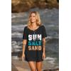 Ekouaer Women’s Swimsuit Beach Cover Up Short Sleeve Cover Ups for Swimwear Bathing Suit Coverups S-XXXL(Black Tropical & Letter)