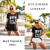 Ekouaer Women’s Swimsuit Beach Cover Up Short Sleeve Cover Ups for Swimwear Bathing Suit Coverups S-XXXL(Black Tropical & Letter)