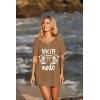 Ekouaer Women’s Swimsuit Beach Cover Up Short Sleeve Cover Ups for Swimwear Bathing Suit Coverups S-XXXL(Brown Coconut Tree & Letter)