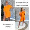 Ekouaer Women’s Swimsuit Beach Cover Up Short Sleeve Cover Ups for Swimwear Bathing Suit Coverups S-XXXL(Fluorescence Orange)