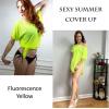 Ekouaer Women’s Swimsuit Beach Cover Up Short Sleeve Cover Ups for Swimwear Bathing Suit Coverups S-XXXL(Fluorescence Yellow)
