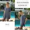 Ekouaer Women’s Swimsuit Beach Cover Up Short Sleeve Cover Ups for Swimwear Bathing Suit Coverups S-XXXL(Gray Blue)