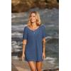 Ekouaer Women’s Swimsuit Beach Cover Up Short Sleeve Cover Ups for Swimwear Bathing Suit Coverups S-XXXL(Gray Blue)