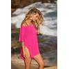 Ekouaer Women’s Swimsuit Beach Cover Up Short Sleeve Cover Ups for Swimwear Bathing Suit Coverups S-XXXL(Hot Pink)