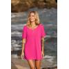 Ekouaer Women’s Swimsuit Beach Cover Up Short Sleeve Cover Ups for Swimwear Bathing Suit Coverups S-XXXL(Hot Pink)