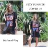 Ekouaer Women’s Swimsuit Beach Cover Up Short Sleeve Cover Ups for Swimwear Bathing Suit Coverups S-XXXL(National Flag Print)