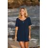 Ekouaer Women’s Swimsuit Beach Cover Up Short Sleeve Cover Ups for Swimwear Bathing Suit Coverups S-XXXL(Navy Blue)