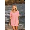 Ekouaer Women’s Swimsuit Beach Cover Up Short Sleeve Cover Ups for Swimwear Bathing Suit Coverups S-XXXL(Pink)