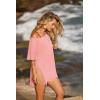 Ekouaer Women’s Swimsuit Beach Cover Up Short Sleeve Cover Ups for Swimwear Bathing Suit Coverups S-XXXL(Pink)
