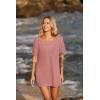 Ekouaer Women’s Swimsuit Beach Cover Up Short Sleeve Cover Ups for Swimwear Bathing Suit Coverups S-XXXL(Purplish Red)