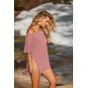Ekouaer Women’s Swimsuit Beach Cover Up Short Sleeve Cover Ups for Swimwear Bathing Suit Coverups S-XXXL(Purplish Red)