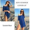 Ekouaer Women’s Swimsuit Beach Cover Up Short Sleeve Cover Ups for Swimwear Bathing Suit Coverups S-XXXL(Snorkel Blue)