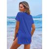 Ekouaer Women’s Swimsuit Beach Cover Up Short Sleeve Cover Ups for Swimwear Bathing Suit Coverups S-XXXL(Snorkel Blue)
