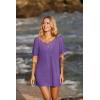 Ekouaer Women’s Swimsuit Beach Cover Up Short Sleeve Cover Ups for Swimwear Bathing Suit Coverups S-XXXL(Violet)