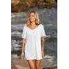 Ekouaer Women’s Swimsuit Beach Cover Up Short Sleeve Cover Ups for Swimwear Bathing Suit Coverups S-XXXL(White)