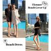 Ekouaer Women’s Swimsuit Cover Up 3/4 Bell Sleeve Beachwear Coverups Deep V-Neck Bikini Beach Dress S-3XL(Black)