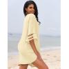 Ekouaer Women’s Swimsuit Cover Up 3/4 Bell Sleeve Beachwear Coverups Deep V-Neck Bikini Beach Dress S-3XL(C Apricot)