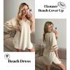 Ekouaer Women’s Swimsuit Cover Up 3/4 Bell Sleeve Beachwear Coverups Deep V-Neck Bikini Beach Dress S-3XL(C Apricot)