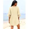 Ekouaer Women’s Swimsuit Cover Up 3/4 Bell Sleeve Beachwear Coverups Deep V-Neck Bikini Beach Dress S-3XL(C Apricot)