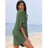 Ekouaer Women’s Swimsuit Cover Up 3/4 Bell Sleeve Beachwear Coverups Deep V-Neck Bikini Beach Dress S-3XL(C Army Green)