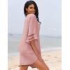 Ekouaer Women’s Swimsuit Cover Up 3/4 Bell Sleeve Beachwear Coverups Deep V-Neck Bikini Beach Dress S-3XL(Gray Purple)
