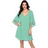 Ekouaer Women’s Swimsuit Cover Up 3/4 Bell Sleeve Beachwear Coverups Deep V-Neck Bikini Beach Dress S-3XL(Light Mint)