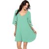Ekouaer Women’s Swimsuit Cover Up 3/4 Bell Sleeve Beachwear Coverups Deep V-Neck Bikini Beach Dress S-3XL(Light Mint)
