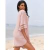 Ekouaer Women’s Swimsuit Cover Up 3/4 Bell Sleeve Beachwear Coverups Deep V-Neck Bikini Beach Dress S-3XL(Misty Rose)