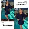 Ekouaer Women’s Swimsuit Cover Up 3/4 Bell Sleeve Beachwear Coverups Deep V-Neck Bikini Beach Dress S-3XL(Navy Blue)