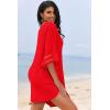 Ekouaer Women’s Swimsuit Cover Up 3/4 Bell Sleeve Beachwear Coverups Deep V-Neck Bikini Beach Dress S-3XL(Red)