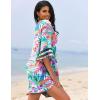 Ekouaer Women’s Swimsuit Cover Up 3/4 Bell Sleeve Beachwear Coverups Deep V-Neck Bikini Beach Dress S-3XL(Y Fantasy Vacation Multi)